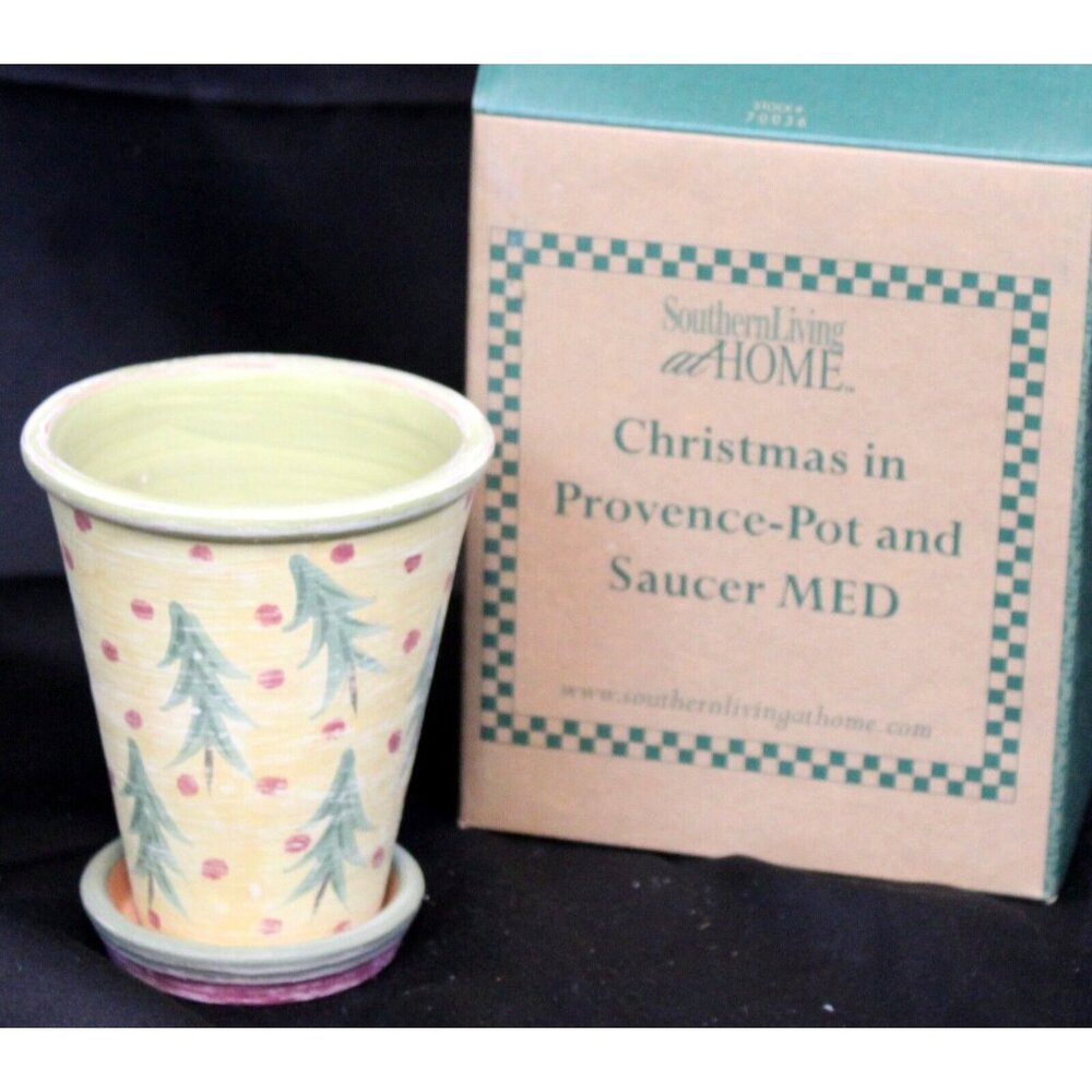 Southern Living Christmas in Provence Flower Plant Pot & Saucer MED #70036
